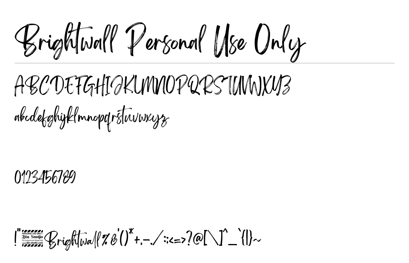 Brightwall Personal Use Only Font preview
