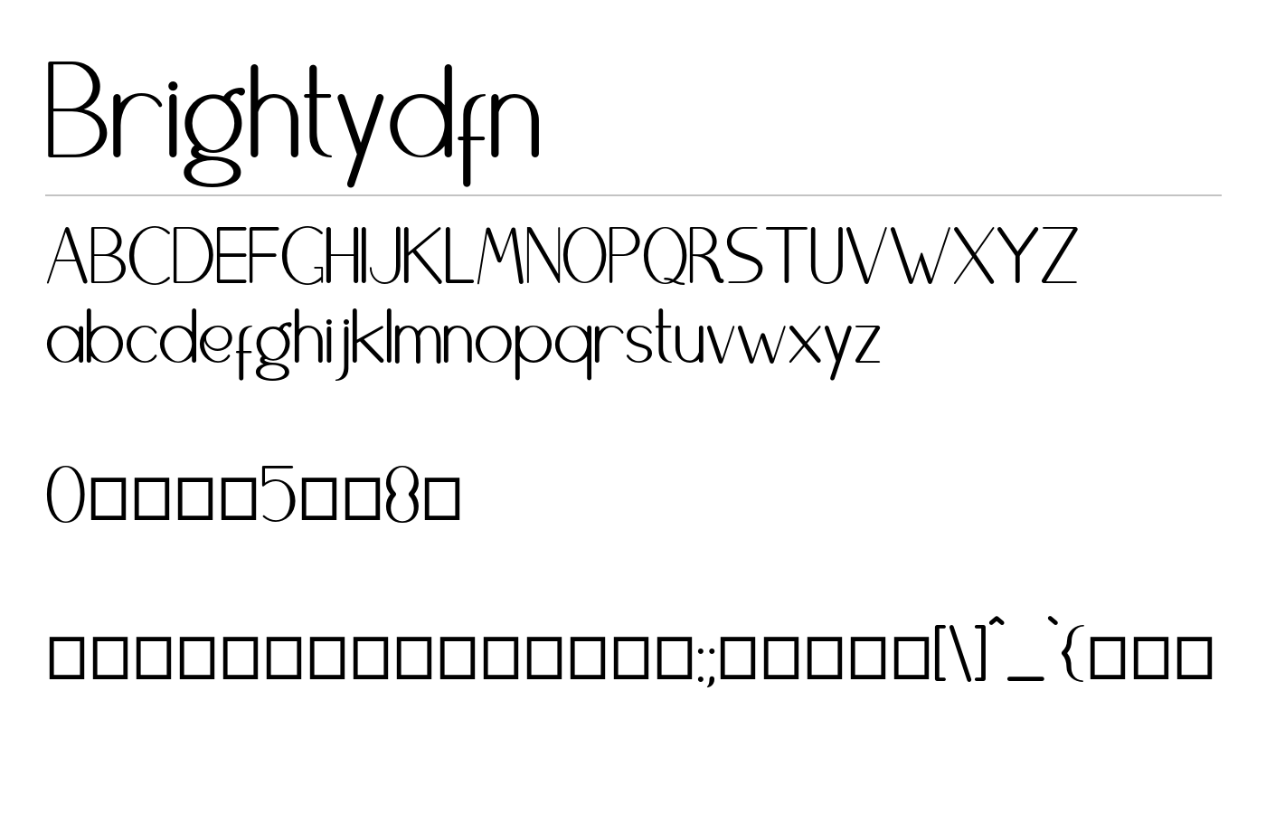 Brightydfn Font preview
