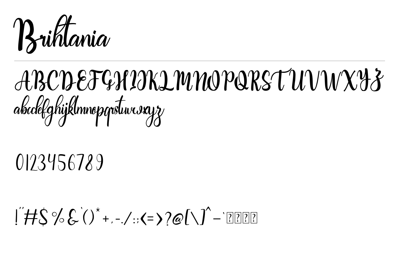 Brihtania Font preview