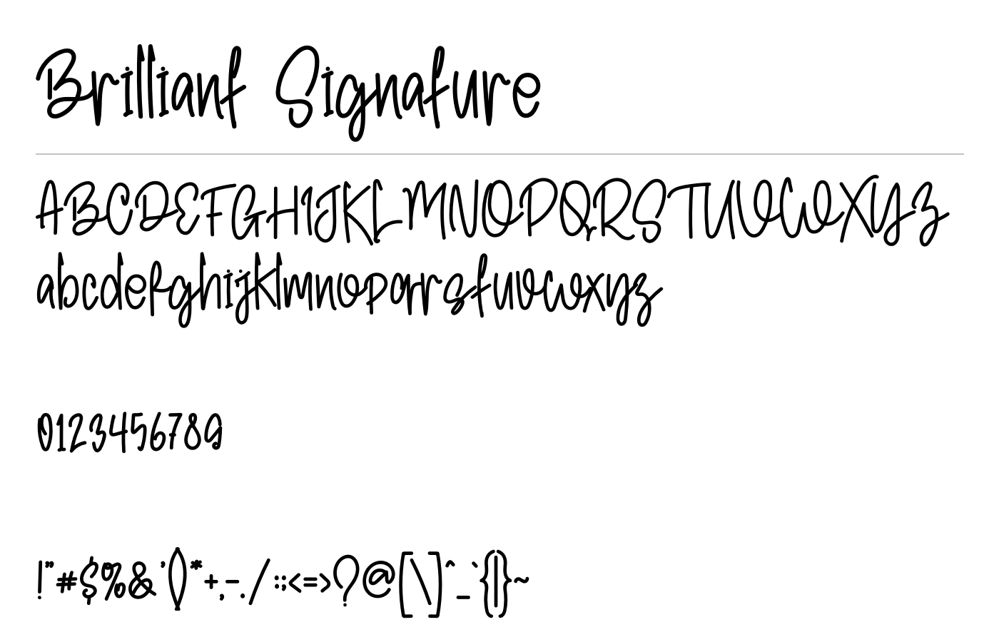 Brilliant Signature Font preview