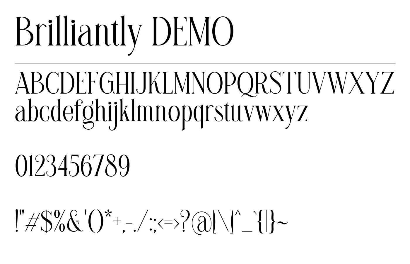 Brilliantly DEMO Font preview