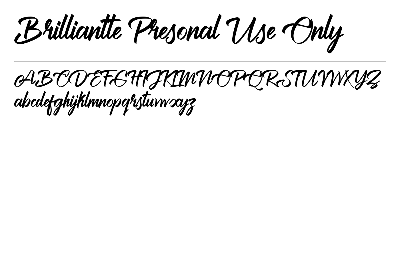 Brilliantte Presonal Use Only Font preview