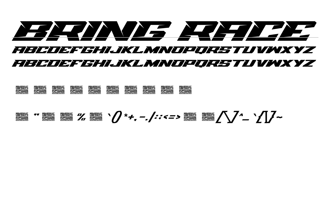 Bring Race Font preview