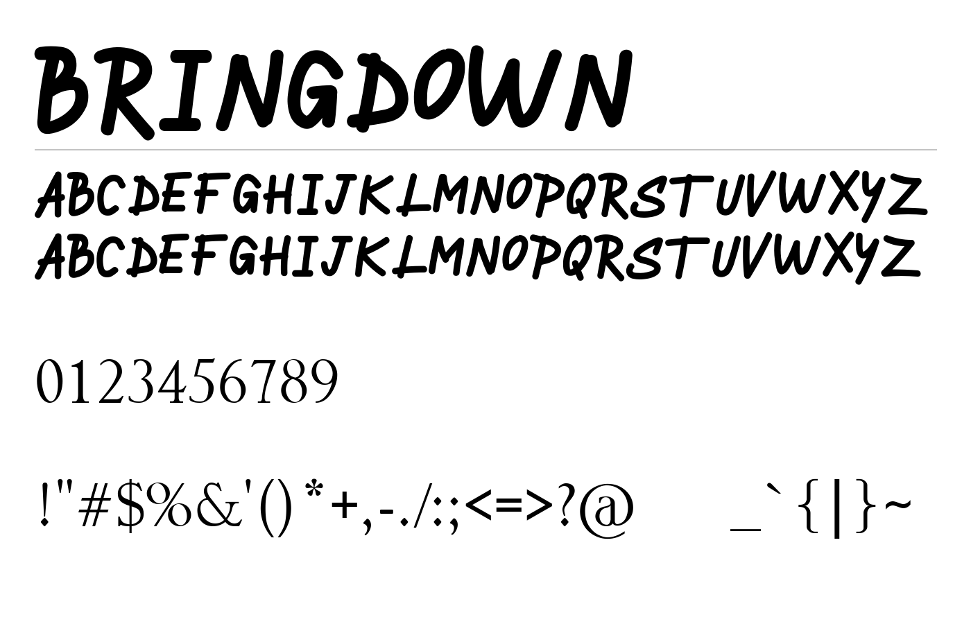 BRINGDOWN Font preview