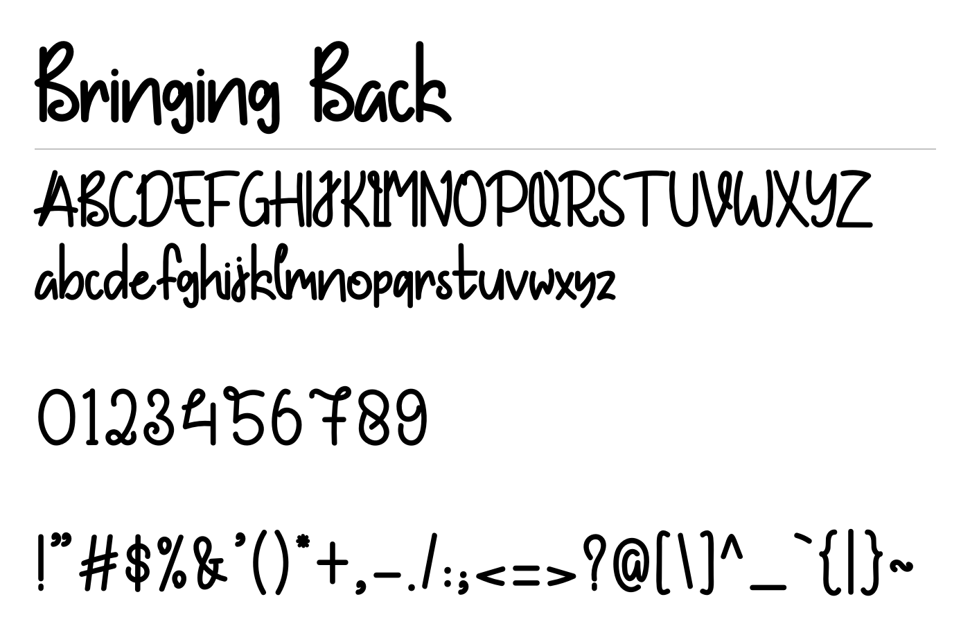 Bringing Back Font preview