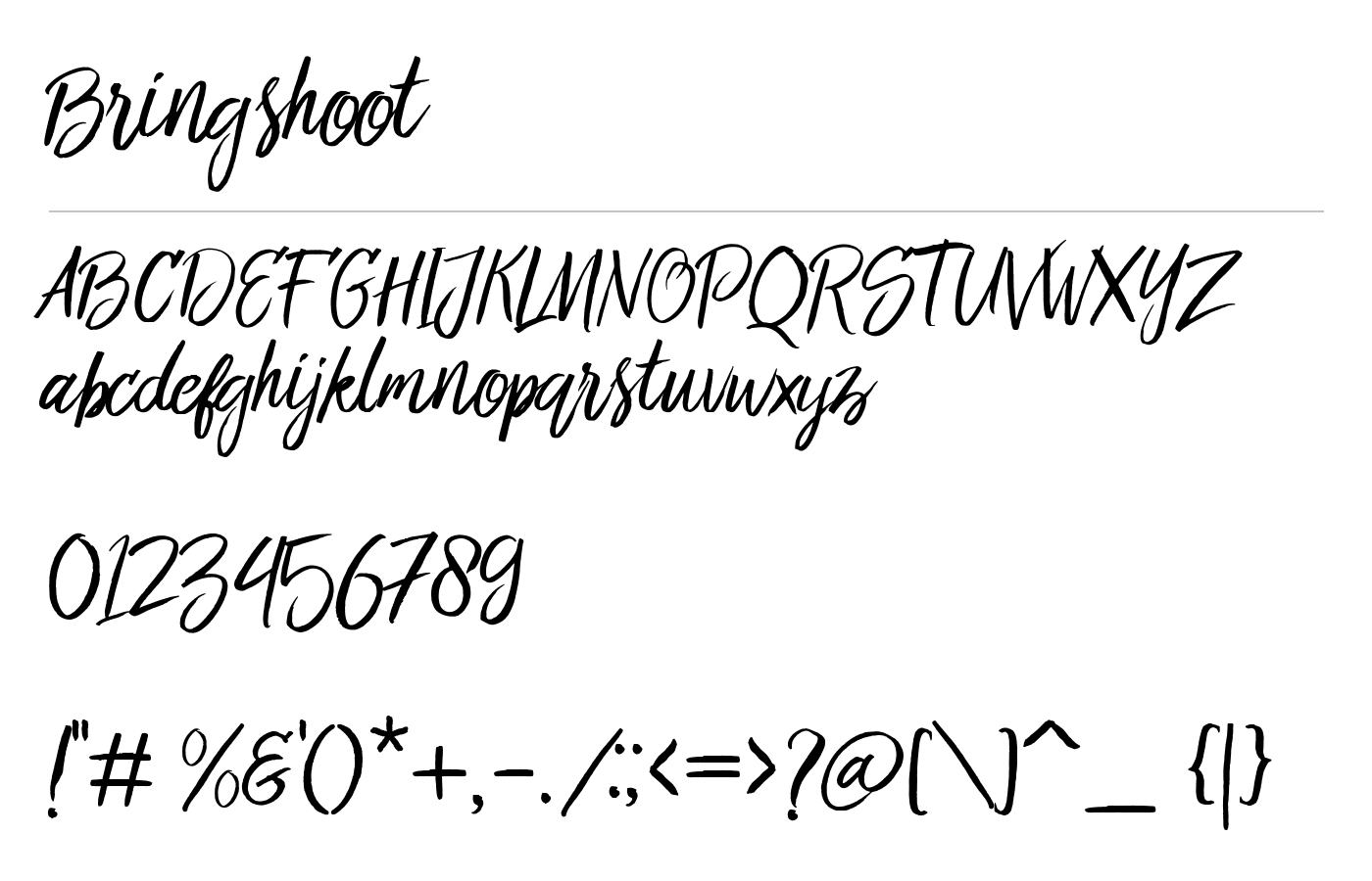 Bringshoot Font preview