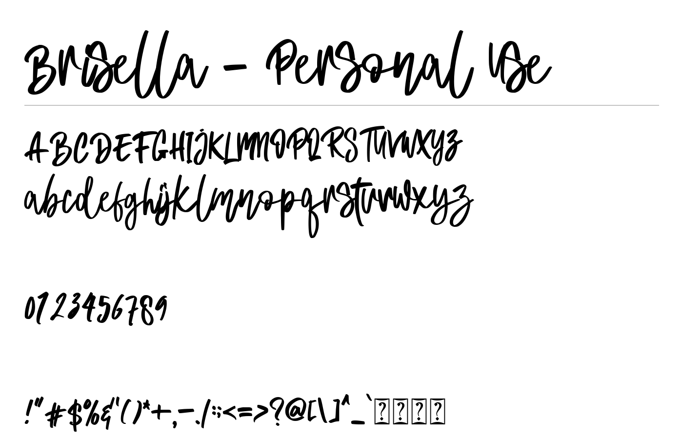 Brisella - Personal Use Font preview