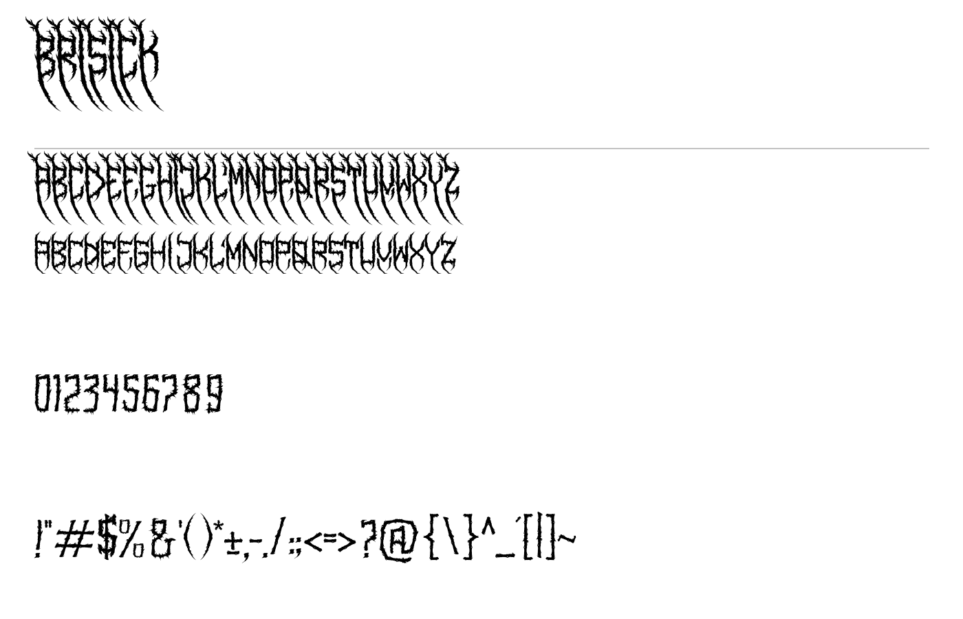 BRISICK Font preview