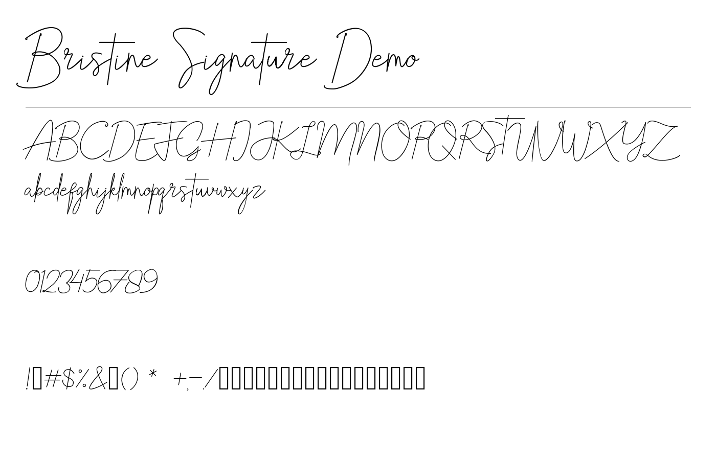 Bristine Signature Demo Font preview