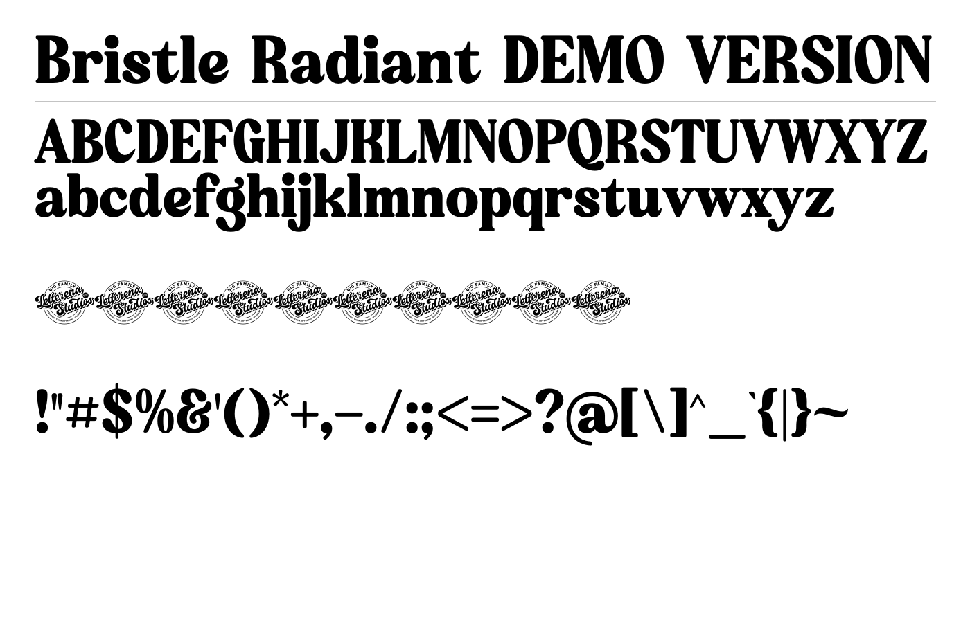 Bristle Radiant DEMO VERSION Font preview