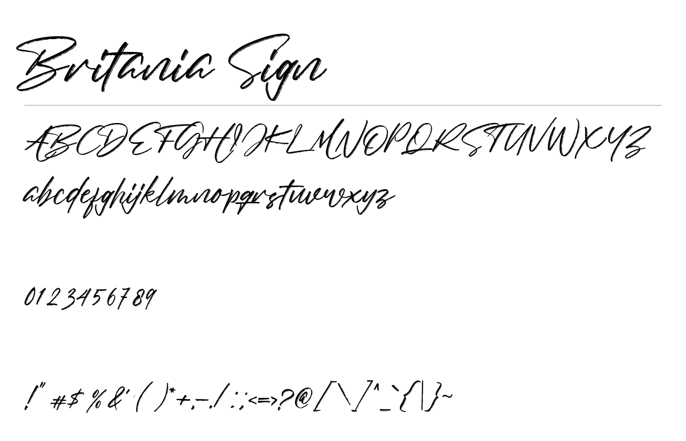 Britania Sign Font preview