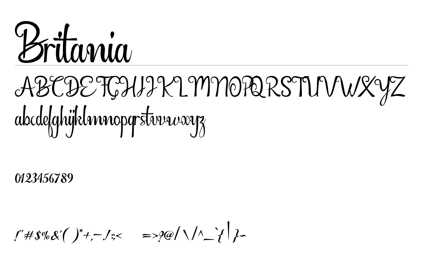 Britania Font preview