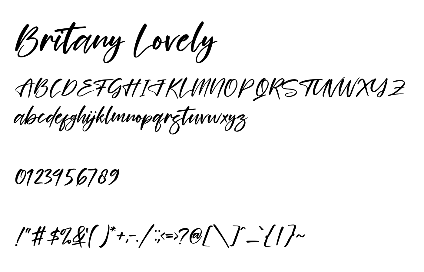 Britany Lovely Font preview