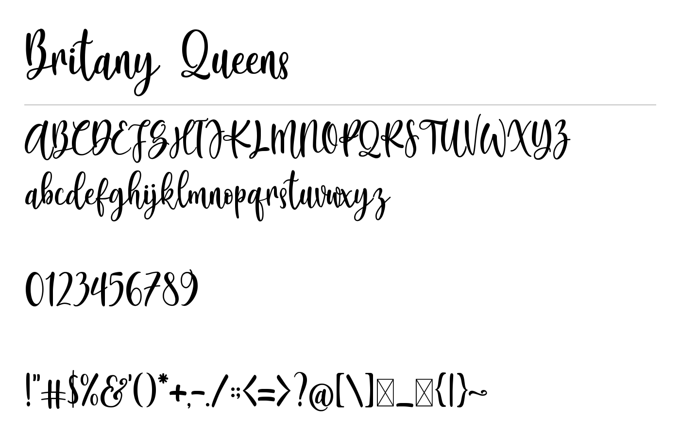 Britany Queens Font preview