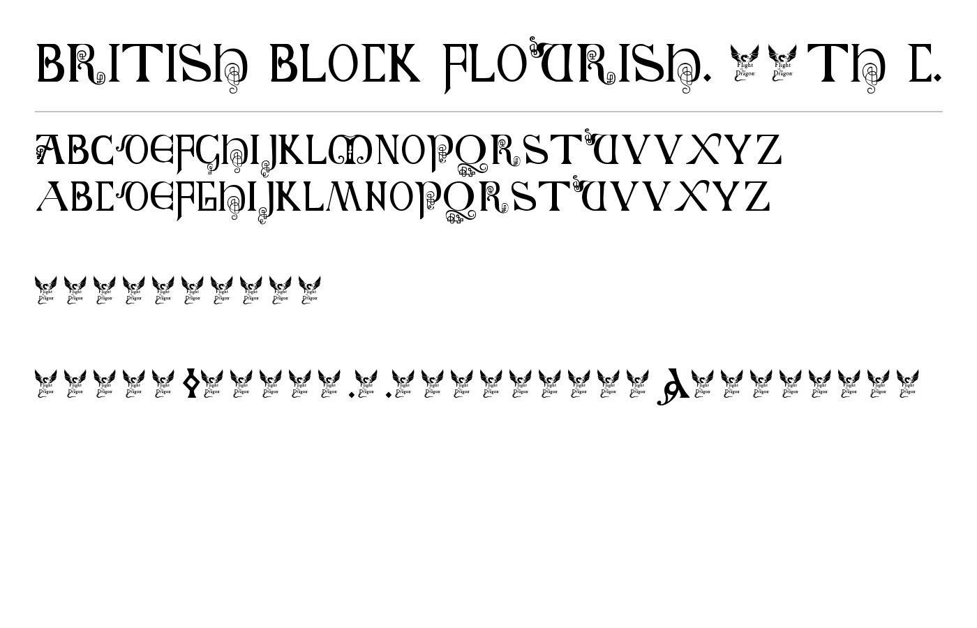 British Block Flourish, 10th c. Font preview