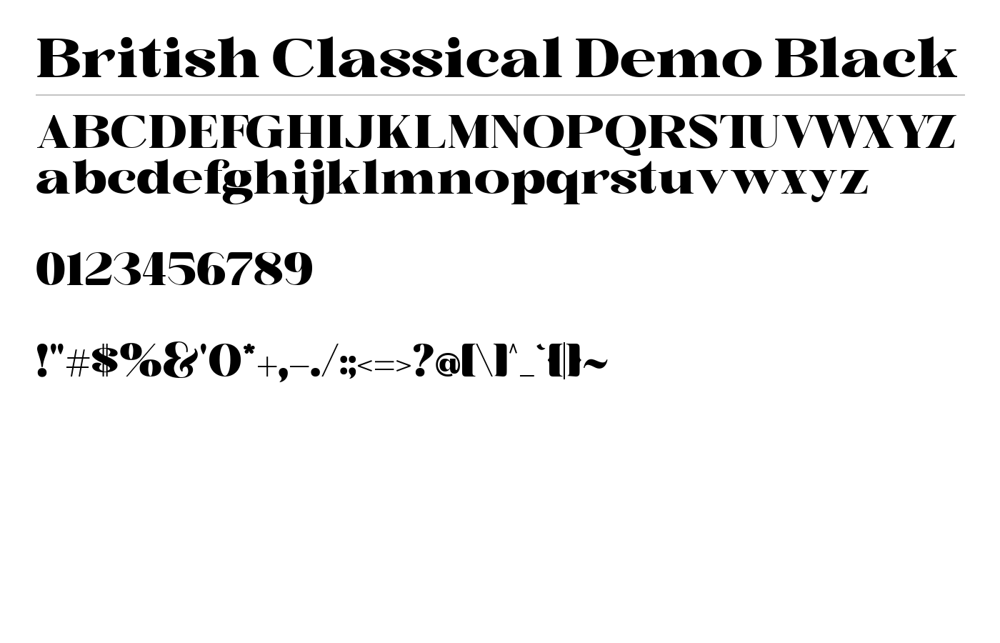 British Classical Demo Font preview