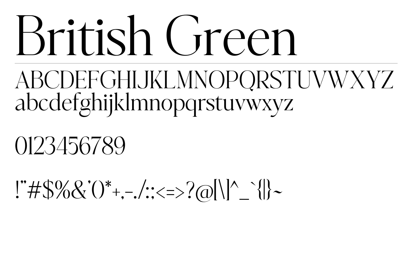 British Green Font preview