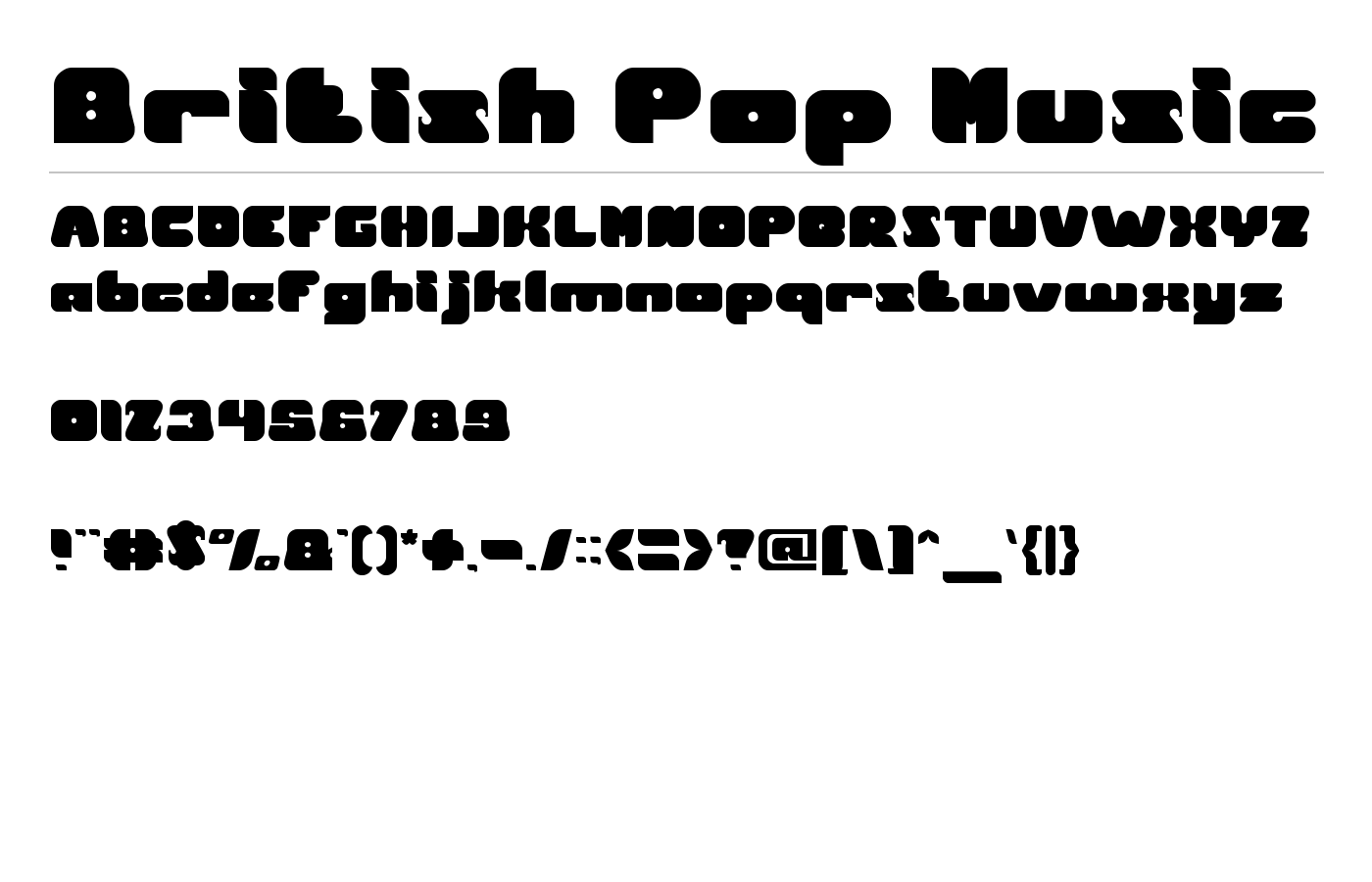 British Pop Music Font preview
