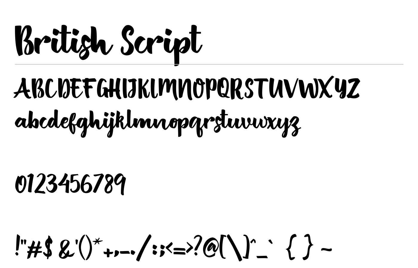 British Script Font preview