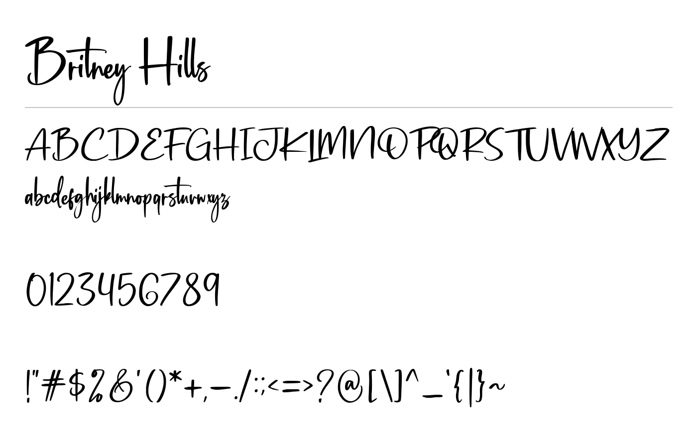 Britney Hills Font preview