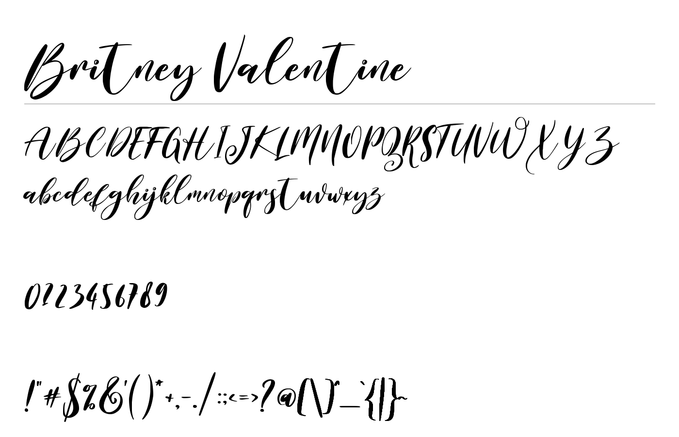 Britney Valentine Font preview