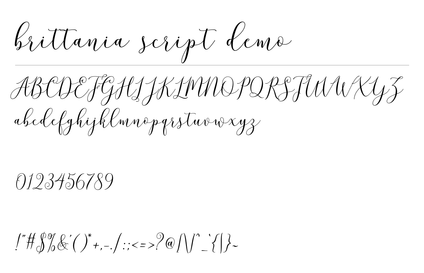 brittania script demo Font preview