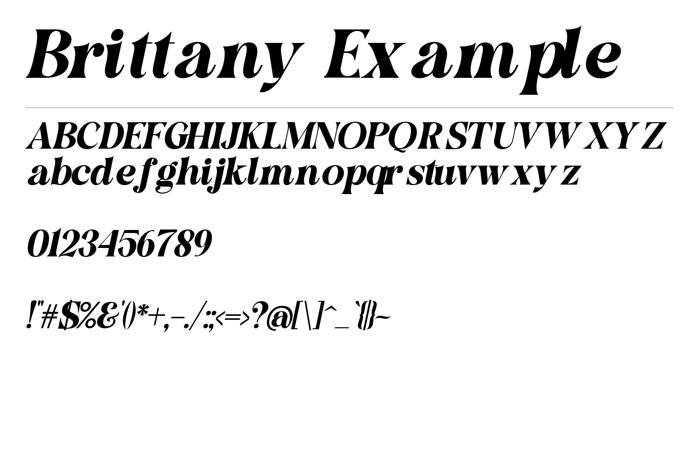 Brittany Example Font preview