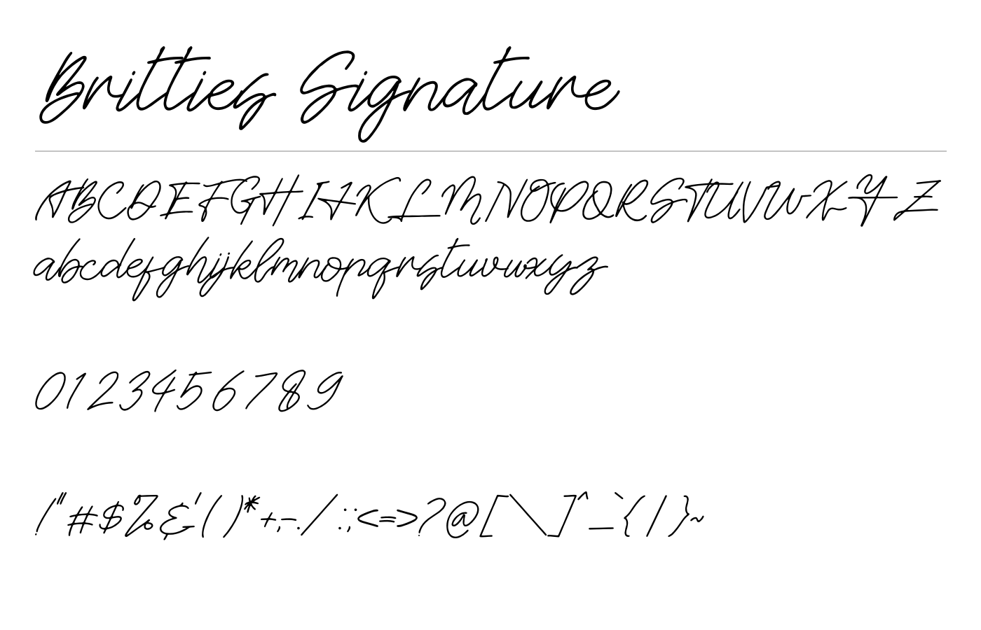 Britties Signature Font preview