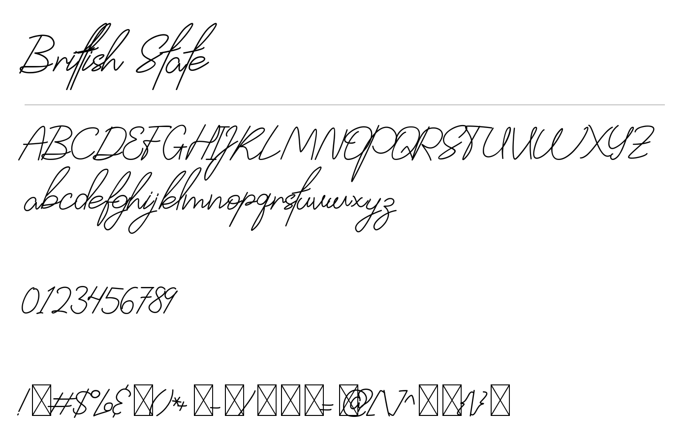 Brittish State Font preview