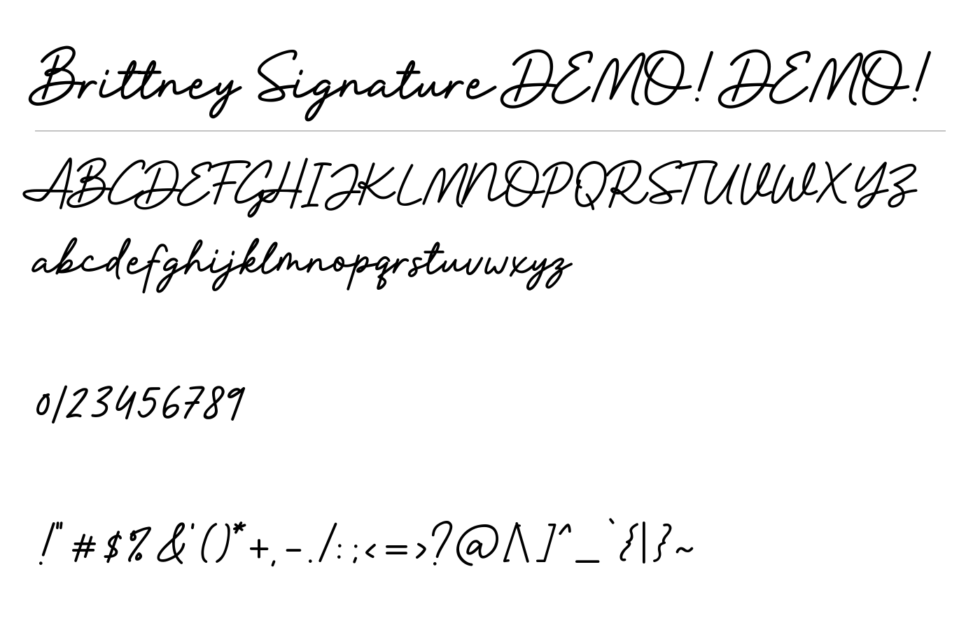 Brittney Signature DEMO! Font preview