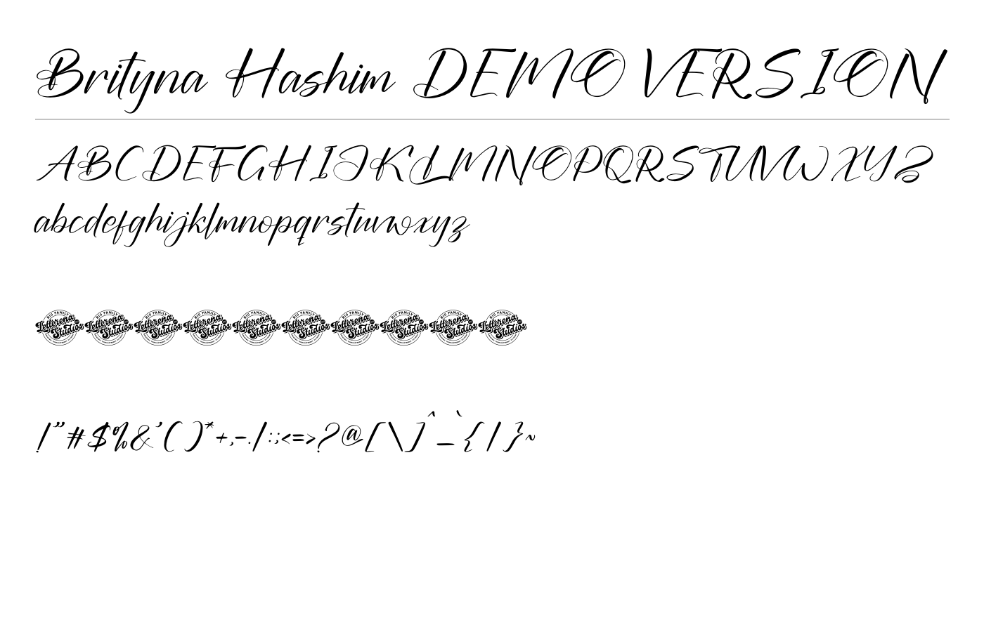 Brityna Hashim DEMO VERSION Font preview