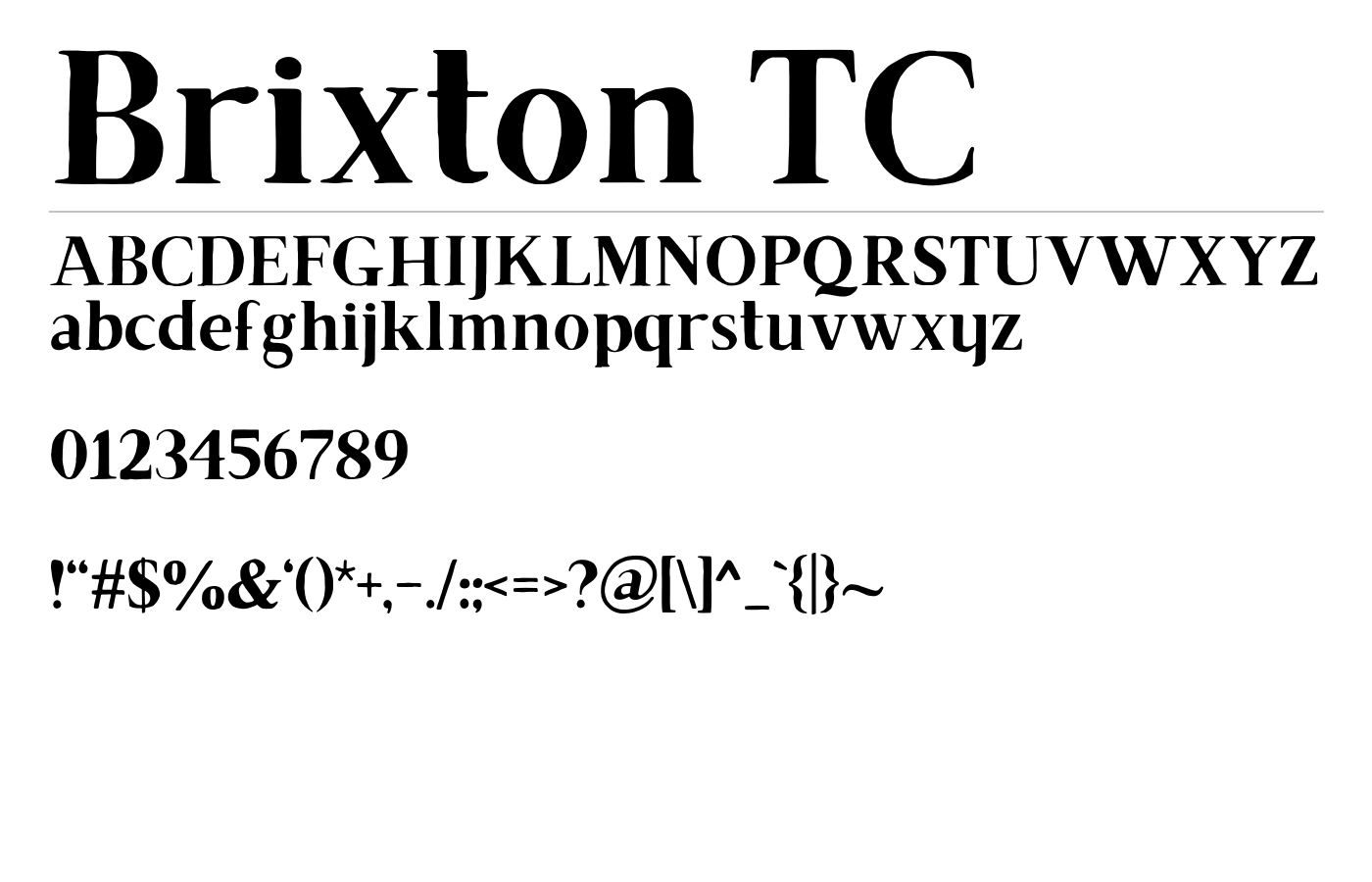Brixton TC Font preview