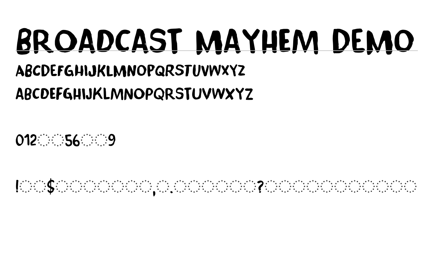 Broadcast Mayhem DEMO Font preview