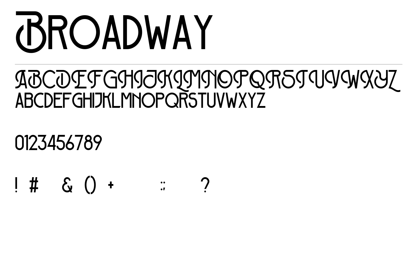 Broadway Font preview