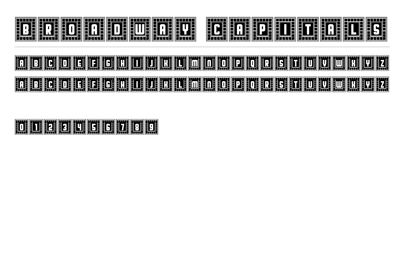 Broadway Capitals Font preview