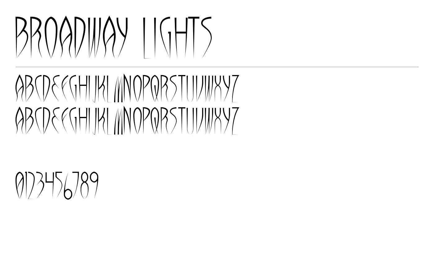Broadway lights Font preview