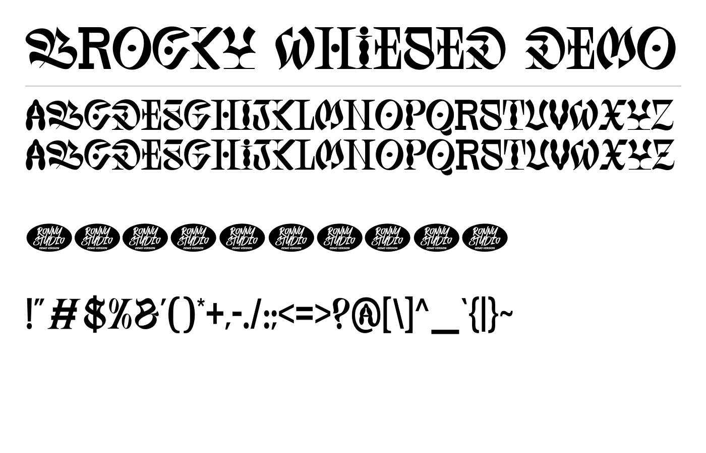 Brocky Whiesed DEMO Font preview