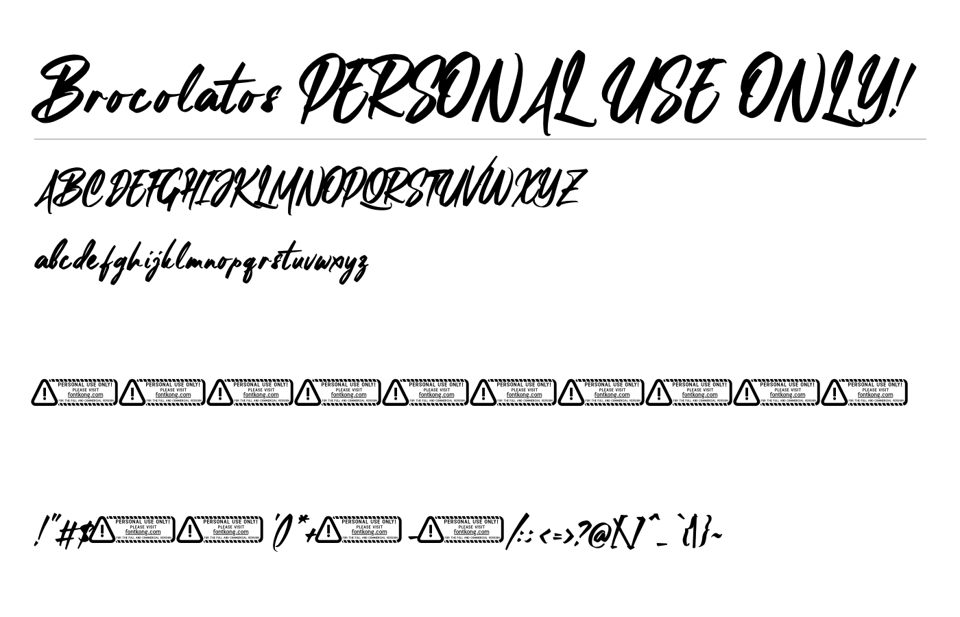 Brocolatos PERSONAL USE ONLY! Font preview