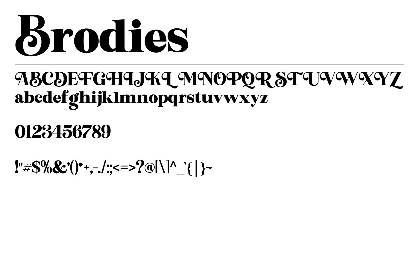 Brodies Font preview