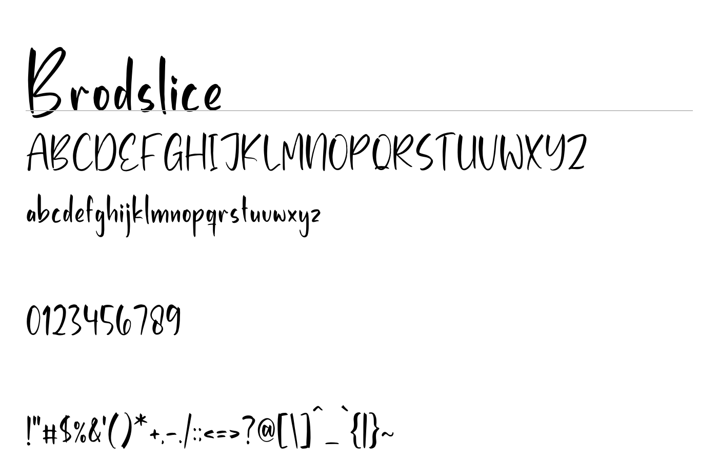 Brodslice Font preview