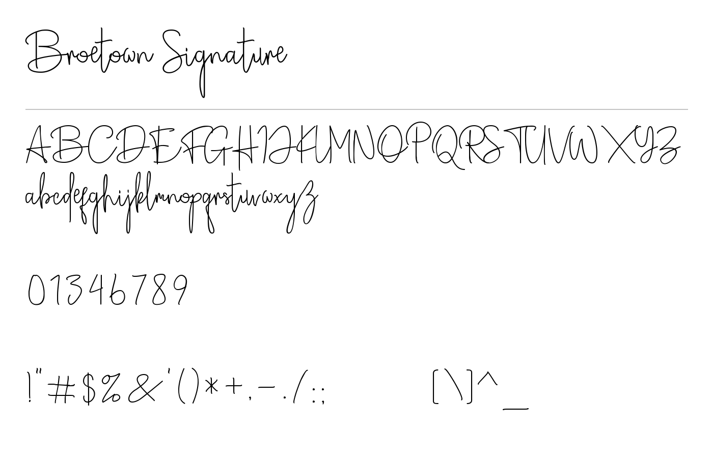 Broetown Signature Font preview