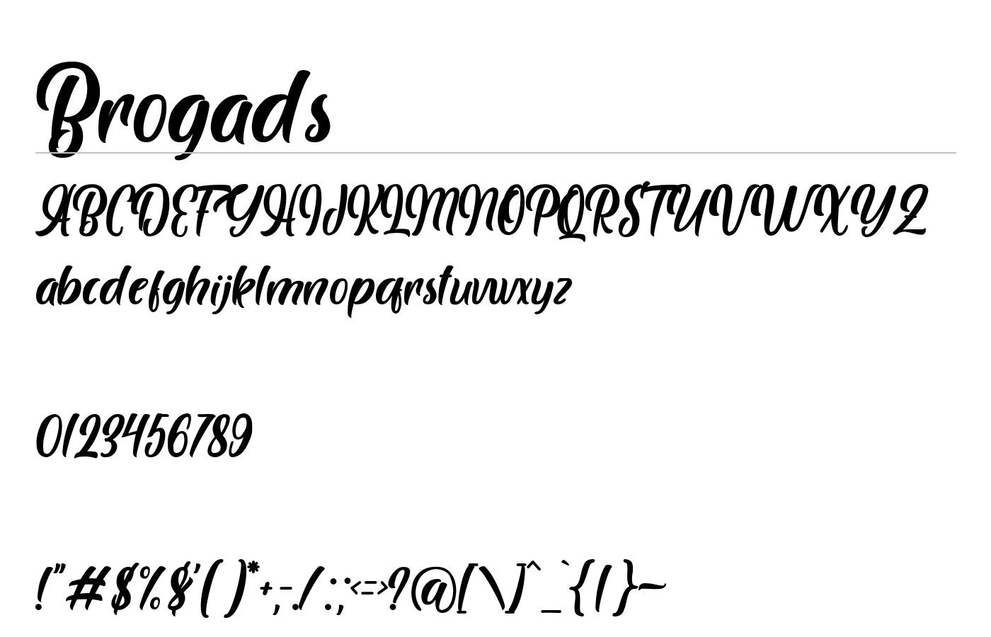 Brogads Font preview