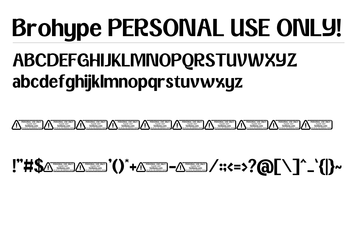 Brohype PERSONAL USE ONLY! Font preview