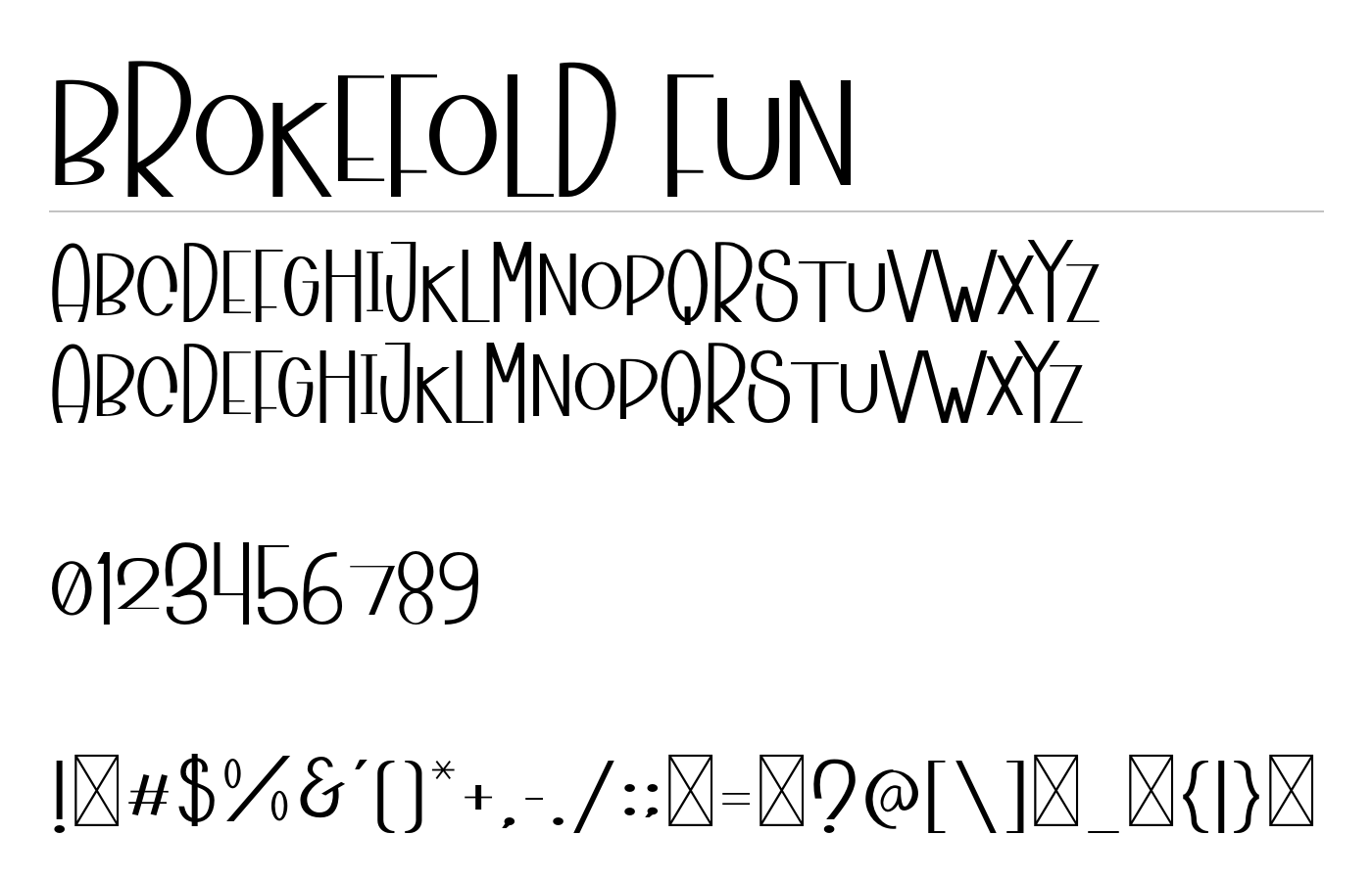 Brokefold Fun Font preview