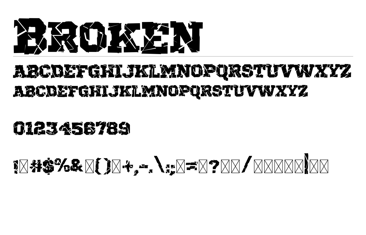 Broken Font preview