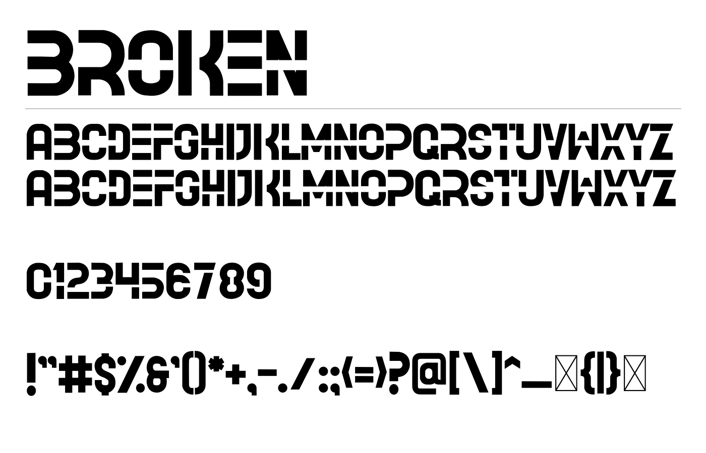 Broken Font preview