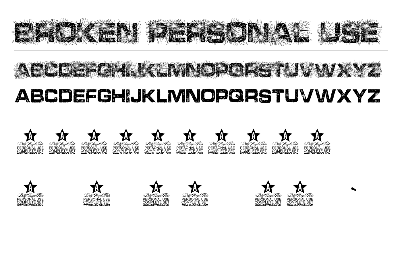 BROKEN PERSONAL USE Font preview