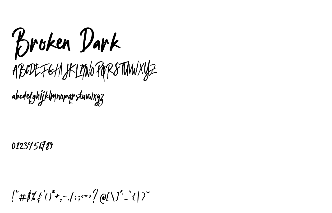Broken Dark Font preview