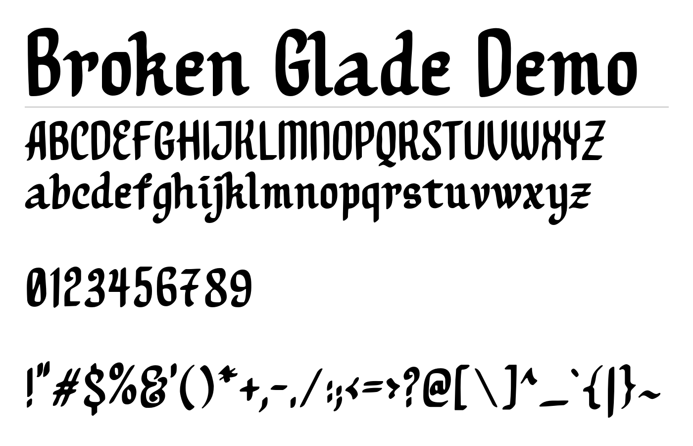 Broken Glade Demo Font preview