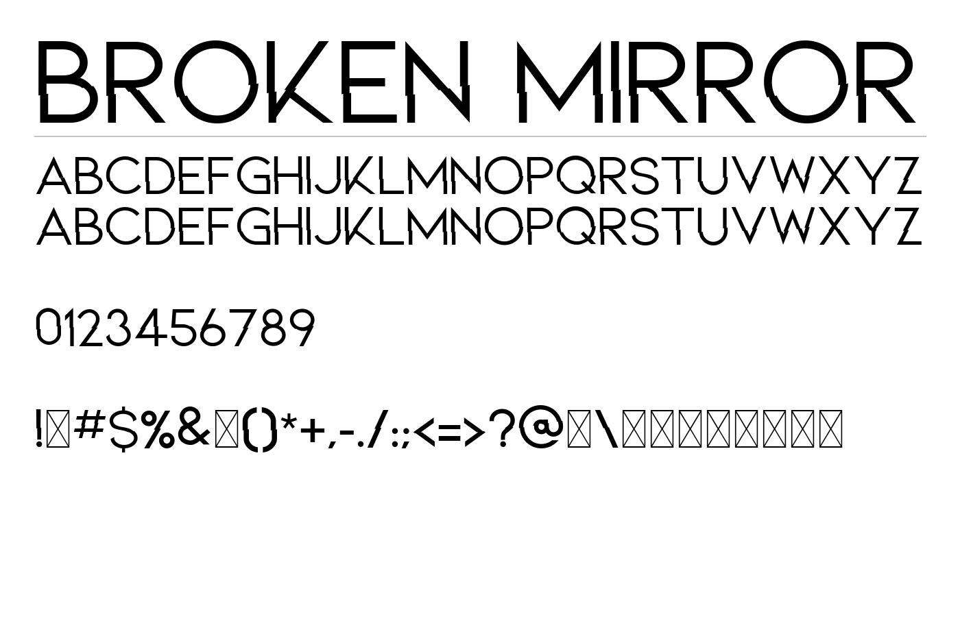 BROKEN MIRROR Font preview